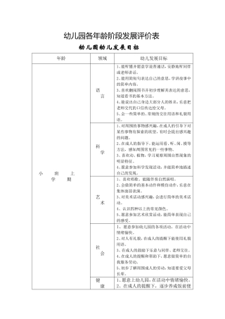 幼儿园各年龄阶段发展评价表