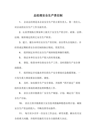 总经理安全生产责任制等