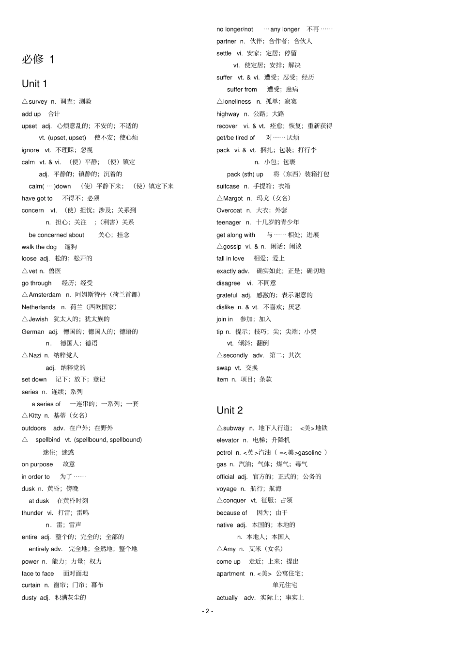 人教版高中英语单词表必修选修8打印专用汇总_第2页