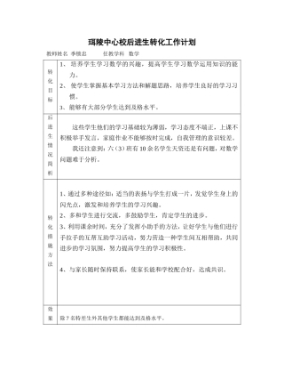 珥陵中心校后进生转化工作计划