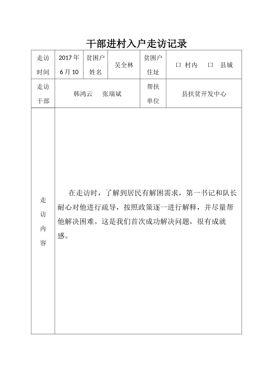 走访记录表韩鸿云_第2页