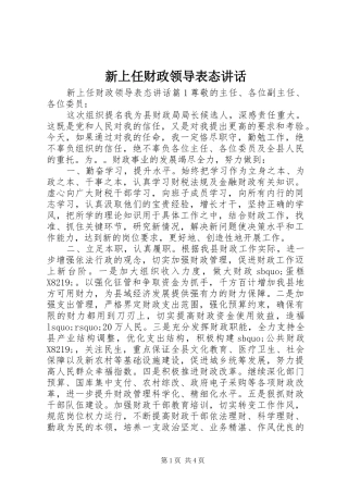 新上任财政领导表态讲话