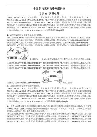 十五章 电流和电路专题训练