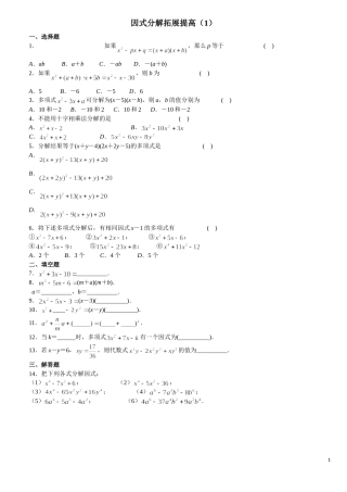 因式分解提高培优