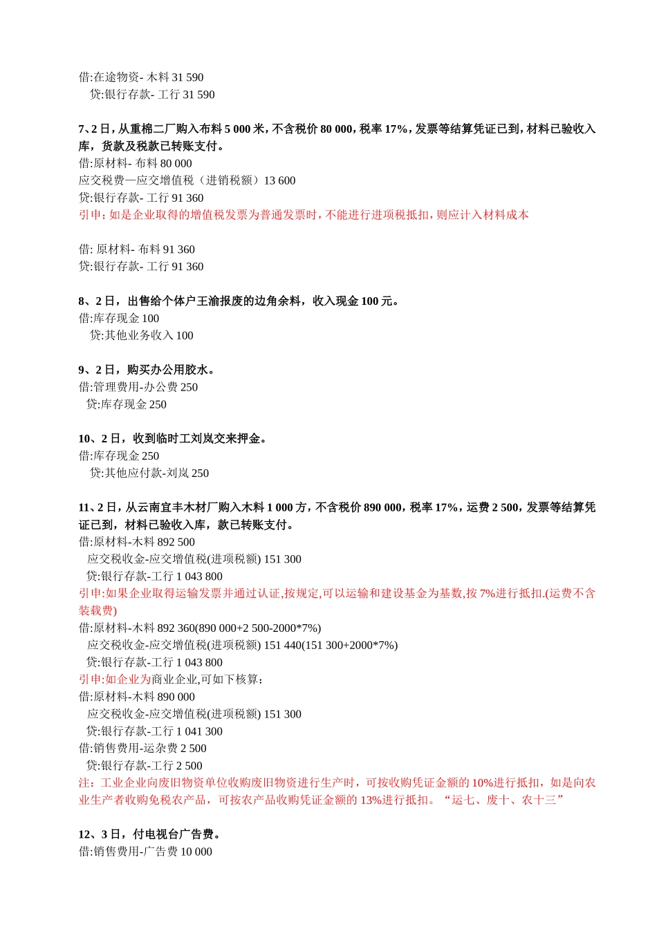 会计分录(全套做账资料)_第2页