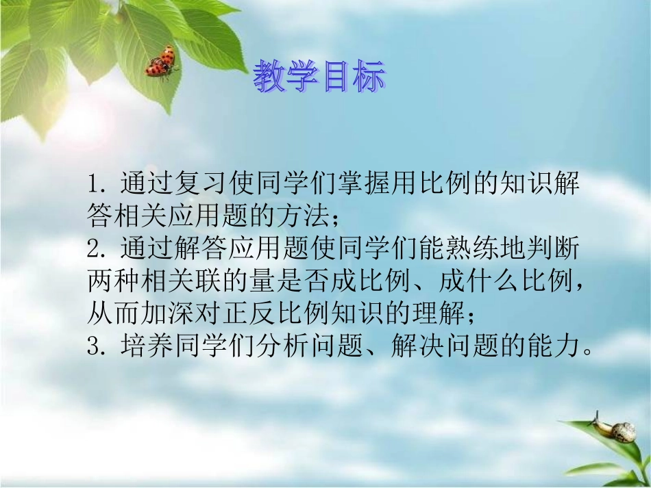 人教新课标数学六年级下册《比例应用题复习》PPT课件_第2页