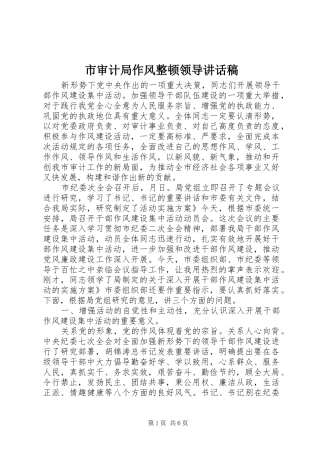 市审计局作风整顿领导讲话稿