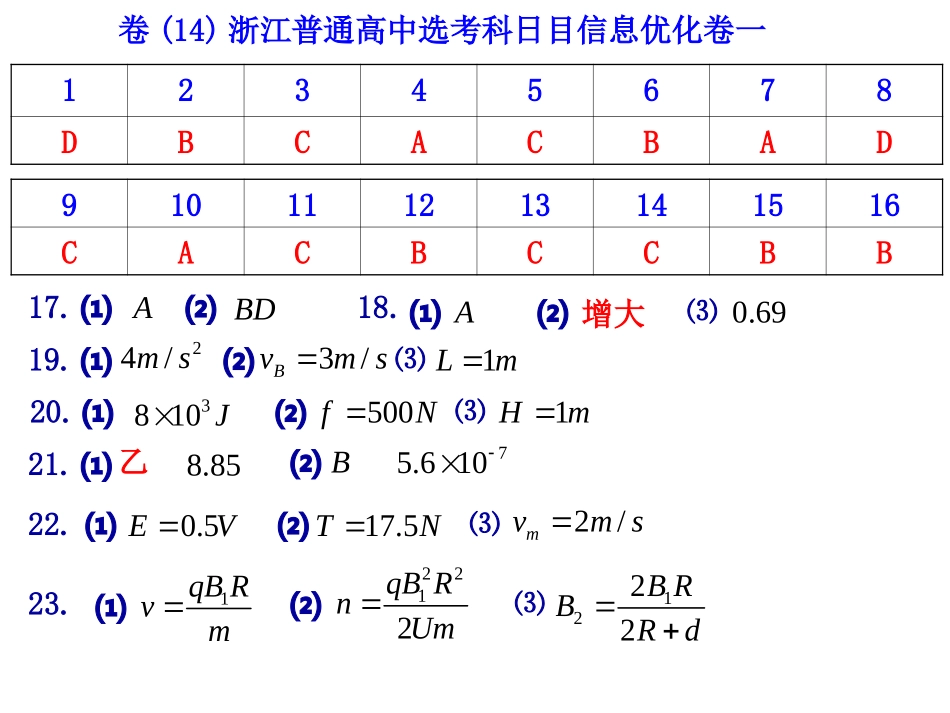 卷(14)浙江普通高中选考科日目信息优化卷一_第1页