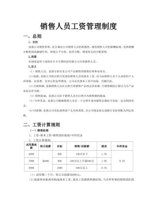 酒业公司销售人员工资制度