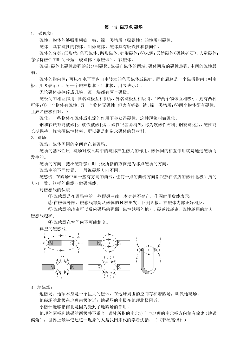 人教版九年级物理《第二十章-电与磁》知识点汇总_第1页
