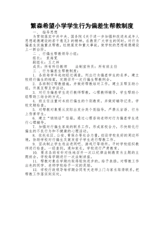 繁森希望小学行为偏差生帮教制度