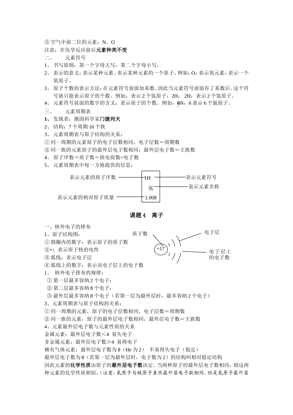 人教版初三化学第三章物质构成的奥秘知识点总结_第3页