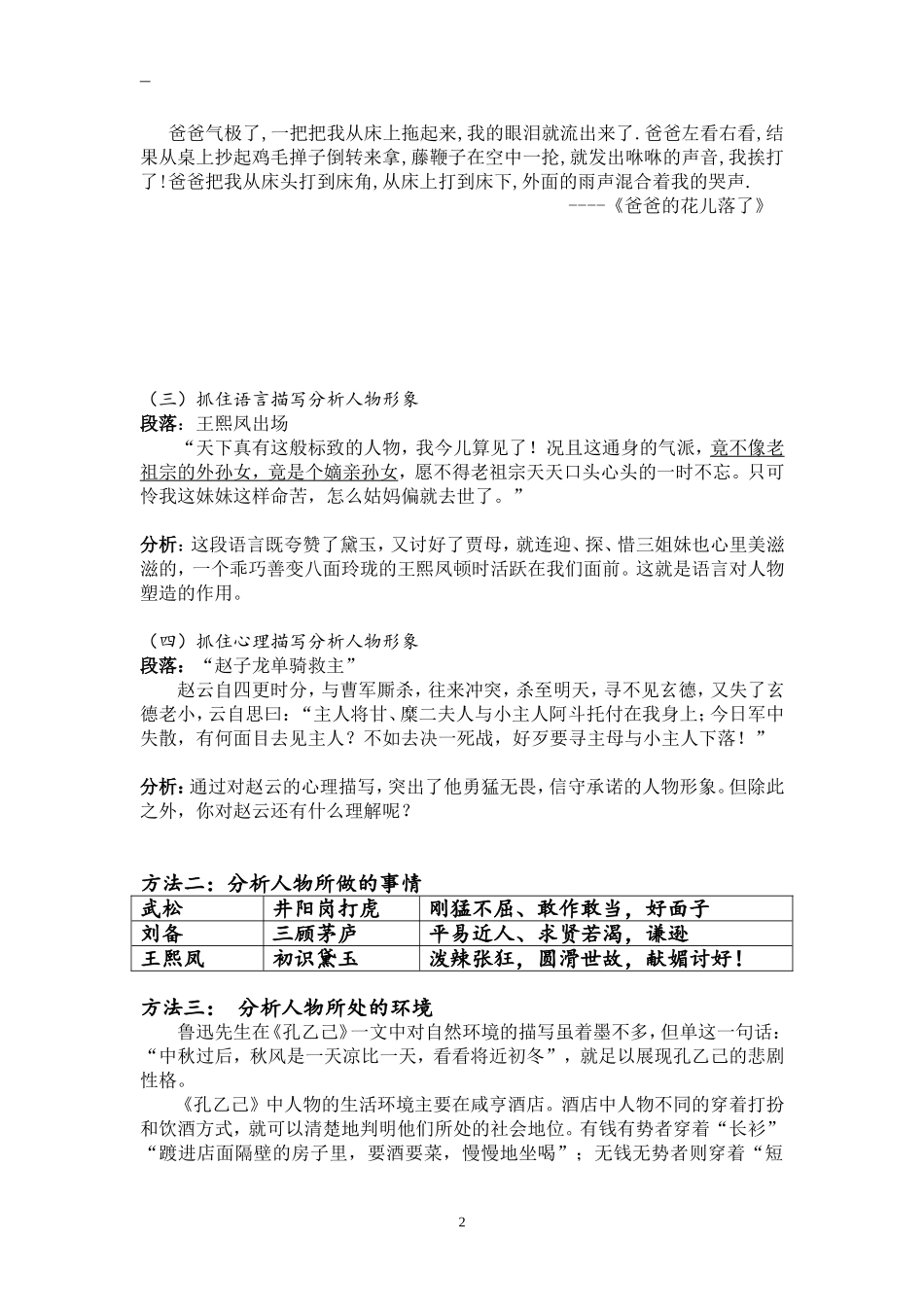 记叙文阅读之分析人物形象_第2页