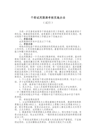 干部试用期满考核实施办法
