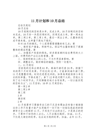 11月计划和10月总结 