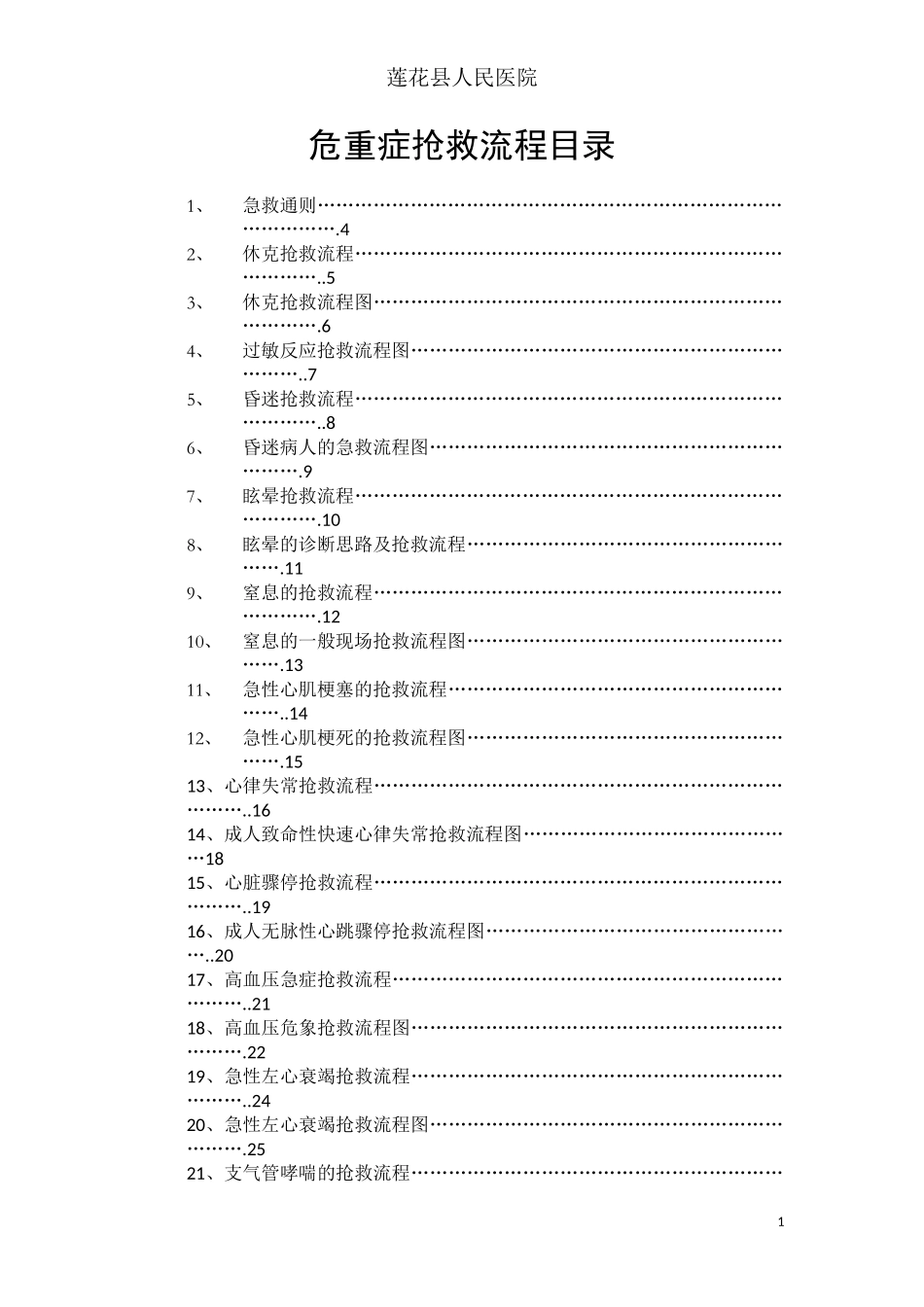 临床各科急救流程图(最新)_第1页