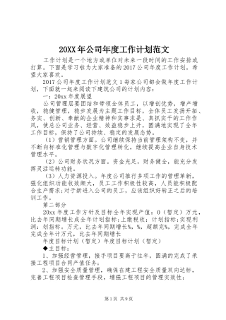 20XX年公司年度工作计划范文 (4)