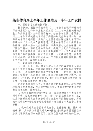 某市体育局上半年工作总结及下半年工作安排 