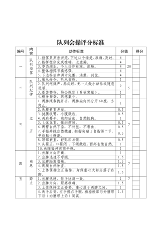 队列会操评分标准
