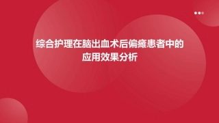 综合护理在脑出血术后偏瘫患者中的应用效果分析