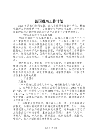 县国税局工作计划 