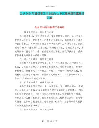 全乡2024年挂包帮工作总结与全乡三级网络实施意见汇编