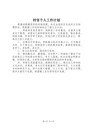 村官个人工作计划 