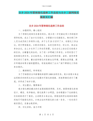 全乡2024年营林绿化造林工作总结与全乡三级网络实施意见汇编
