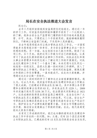 局长在安全执法推进大会发言