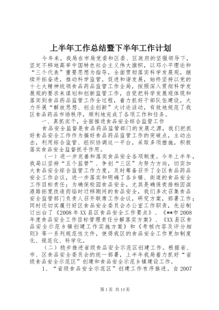 上半年工作总结暨下半年工作计划 