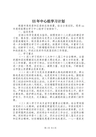 XX年中心组学习计划 