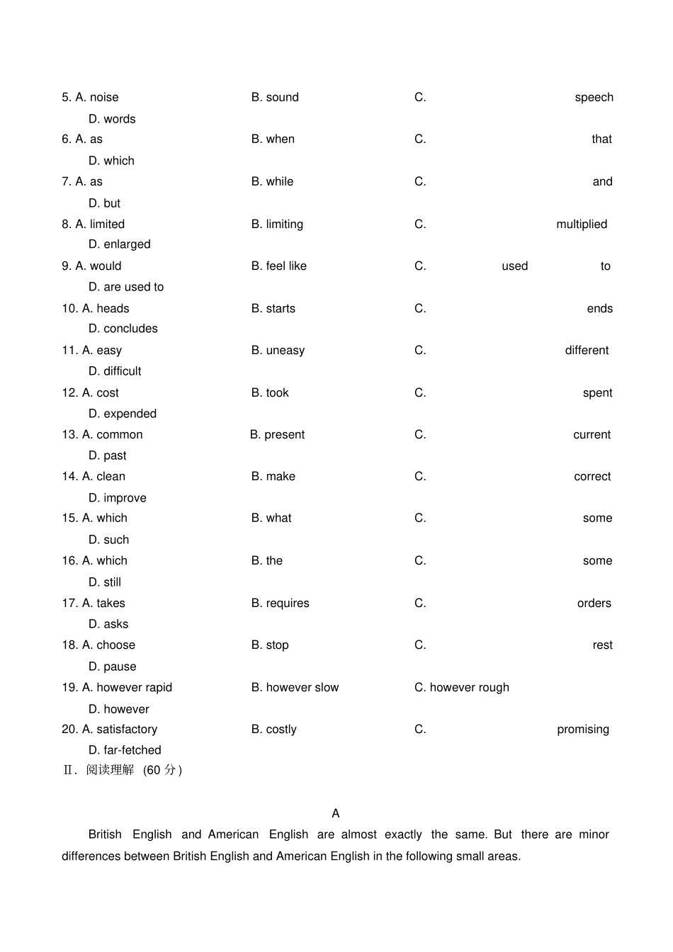 人教版高中英语必修一Unit2Englisharoundtheworld同步练习八_第2页