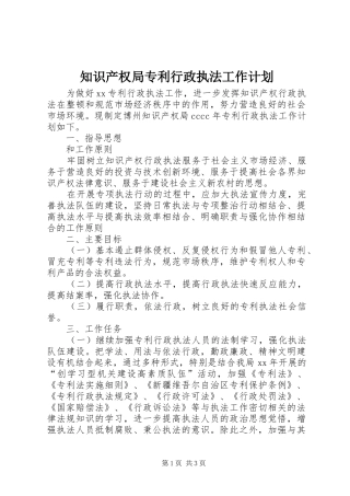 知识产权局专利行政执法工作计划 