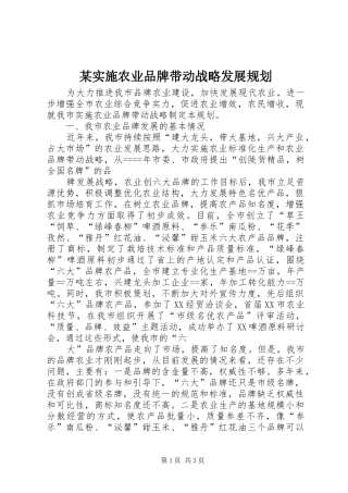 某实施农业品牌带动战略发展规划 