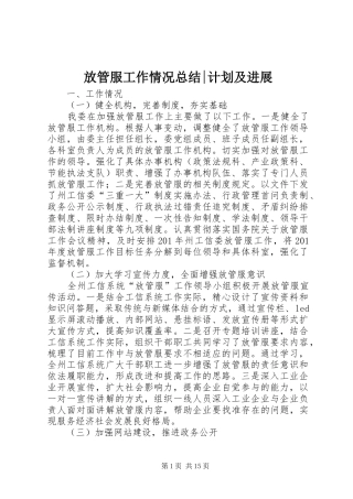 放管服工作情况总结-计划及进展 