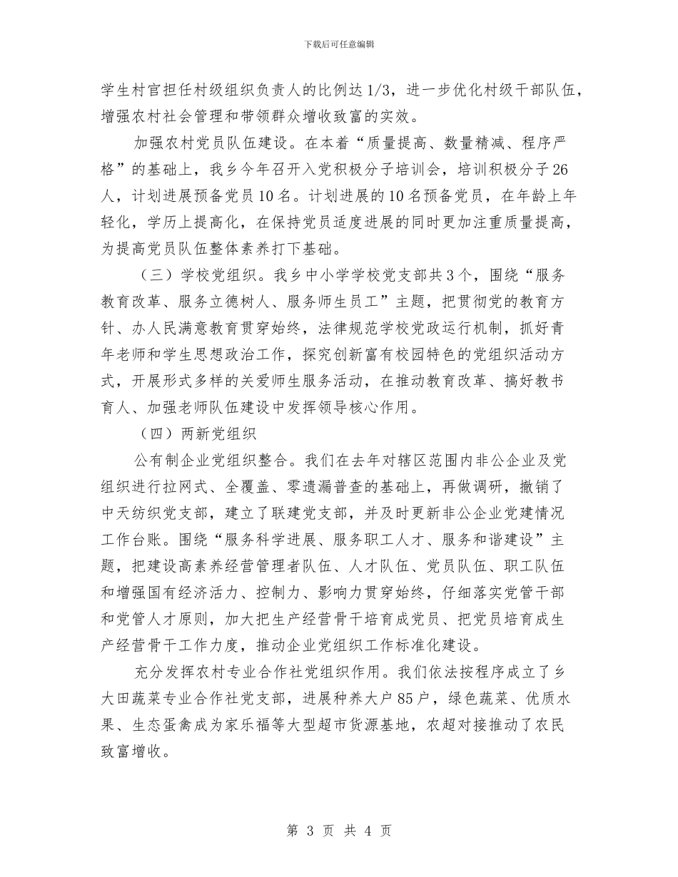 全乡基层服务型党组织建设工作报告与全乡安全督查与治理工作汇报汇编_第3页