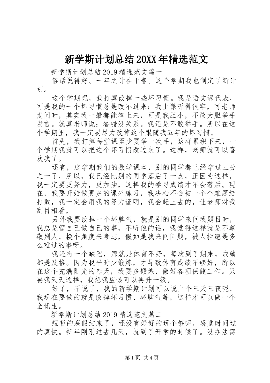 新学斯计划总结20XX年精选范文_第1页