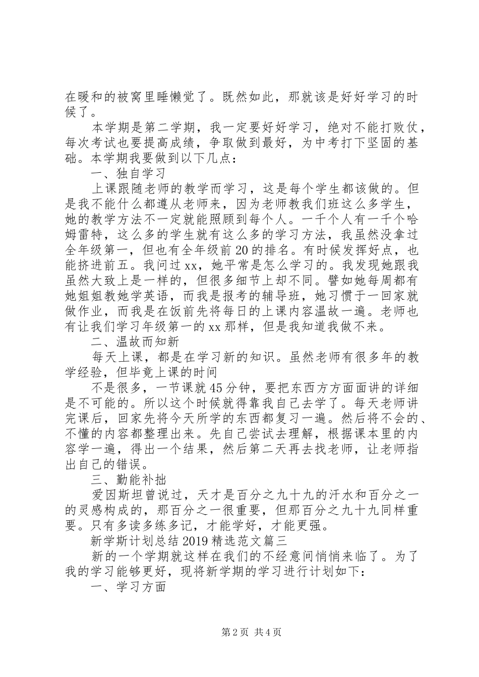 新学斯计划总结20XX年精选范文_第2页