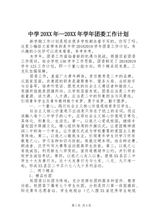 中学20XX年—20XX年学年团委工作计划