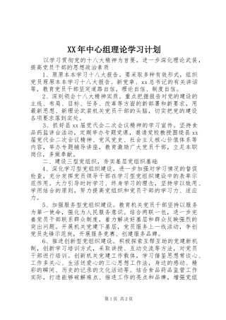 XX年中心组理论学习计划 