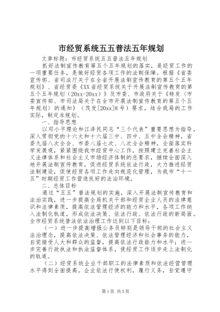 市经贸系统五五普法五年规划 