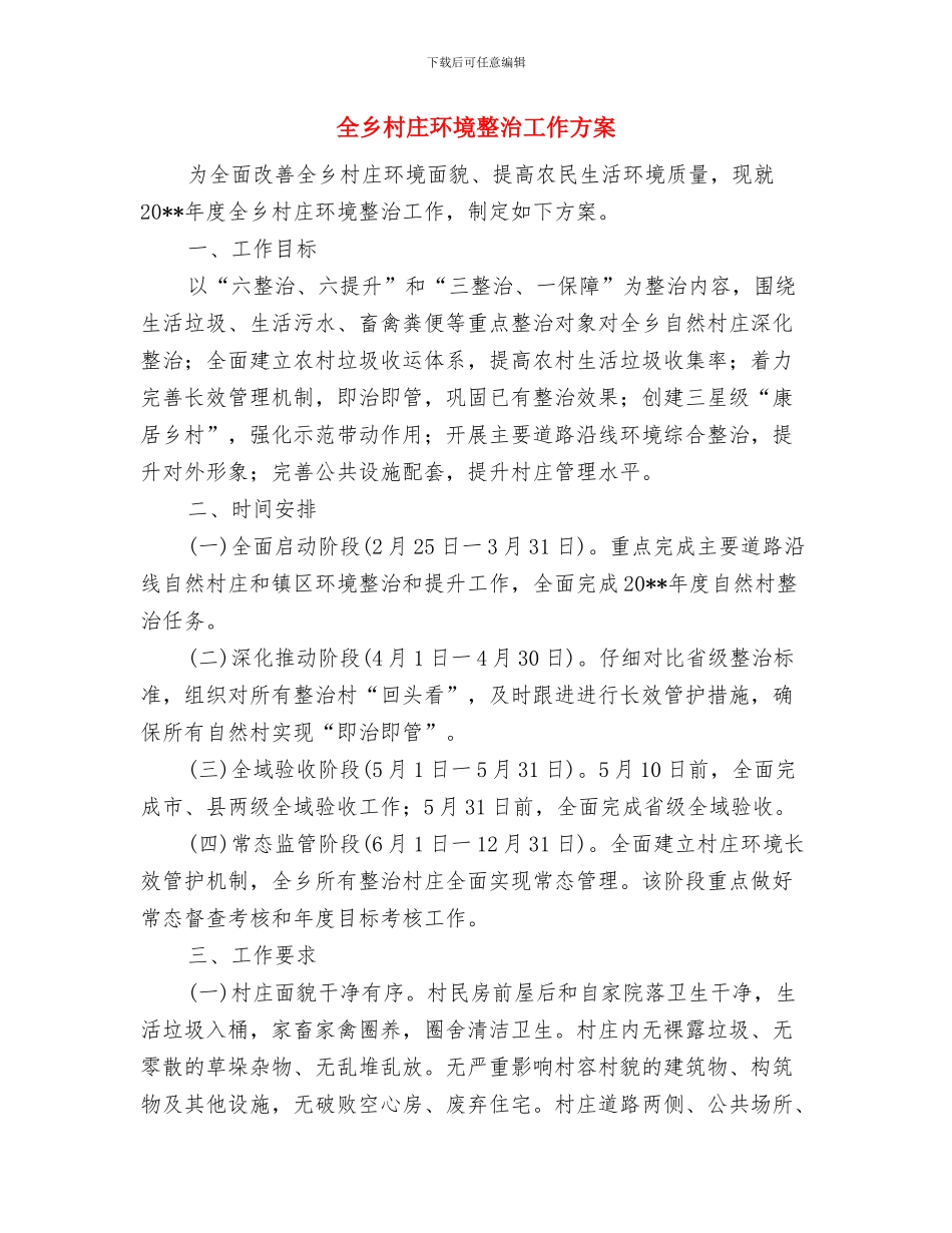 全乡文明家庭评选活动方案与全乡村庄环境整治工作方案汇编_第3页