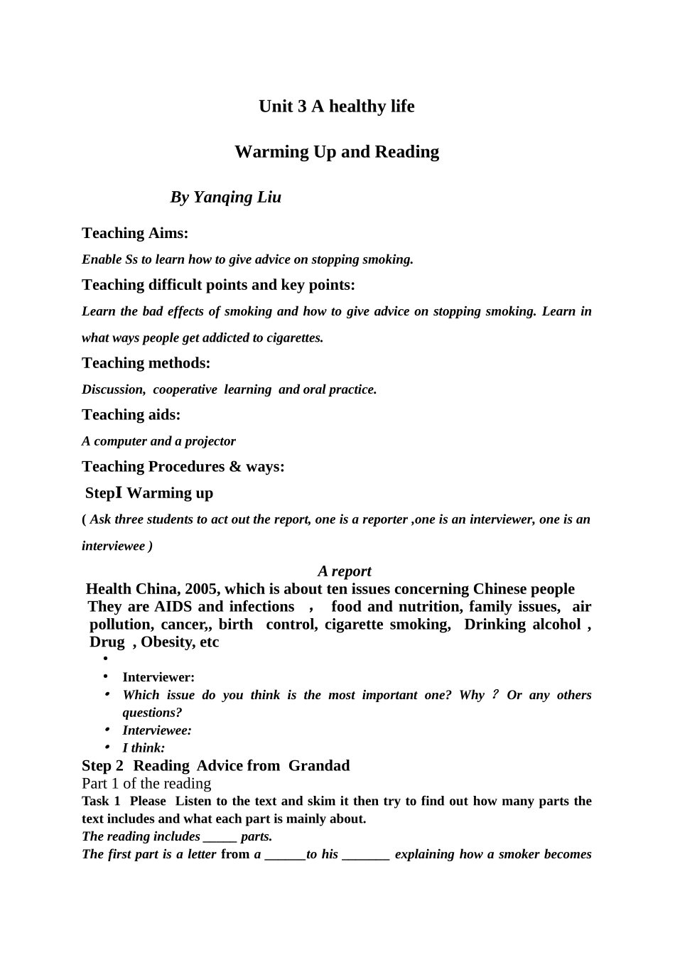 Unit3Ahealthylife公学案_第1页