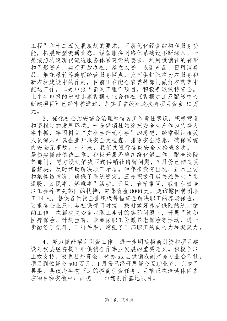 乡镇供销社年度工作总结及工作计划 _第2页
