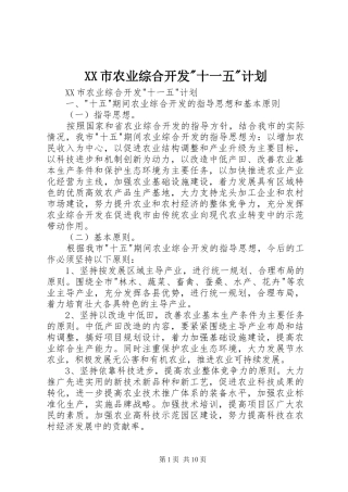 XX市农业综合开发-十一五-计划 
