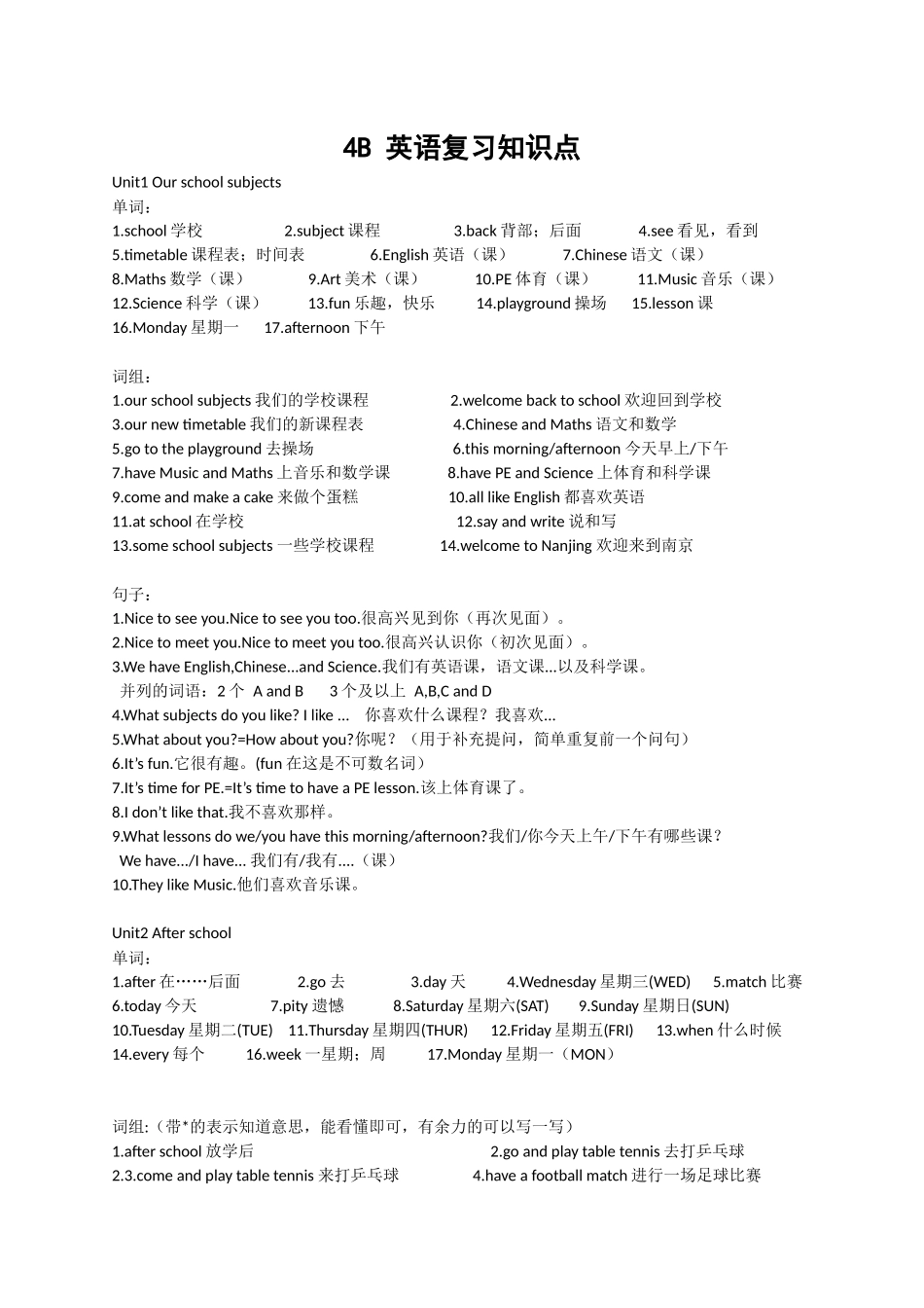 4B英语复习知识点_第1页