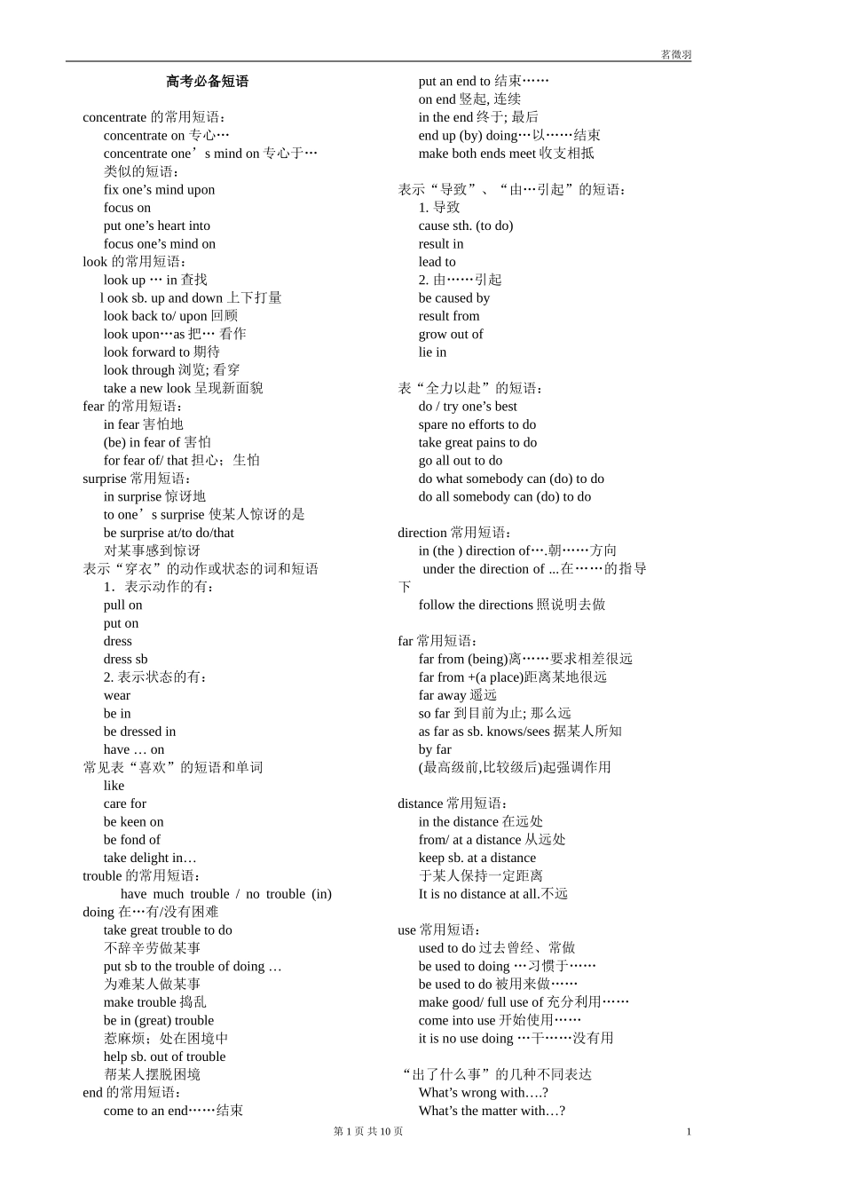 高考英语必备短语_第1页