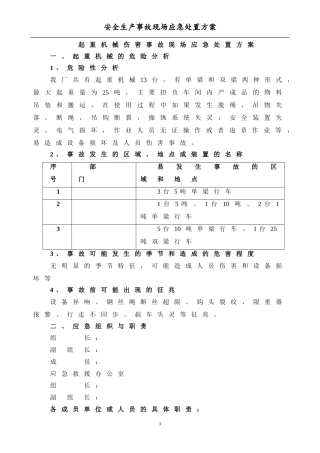 起重机械伤害事故现场应急处置方案