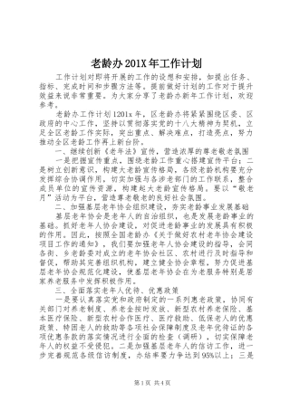 老龄办201X年工作计划 