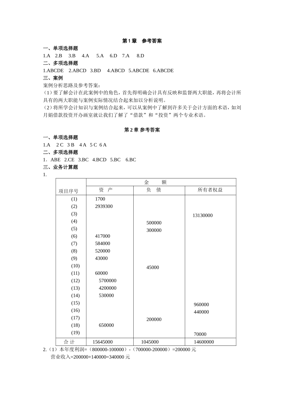 会计学原理(陈国辉)习题答案_第1页